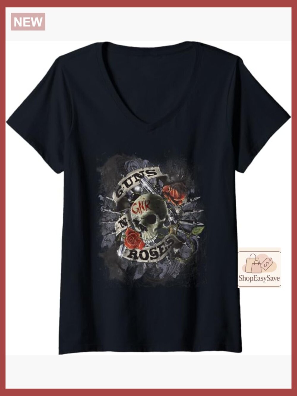 V-Neck T-Shirt Classic Fit Rock Band Graphic Lightweight Cotton Polyester